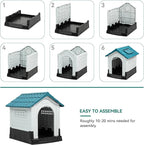 YITAHOME Dog House Outdoor Plastic Doghouse Water Resistant Pet House with Adjustable Skylight and Elevated Base for Small, Medium, and Large Dogs