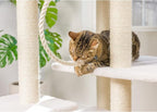 Armarkat B8201 Classic Real Wood Cat Tree in Ivory, Multi Levels with Ramp, Three Perches, Rope Swing, Two Condos