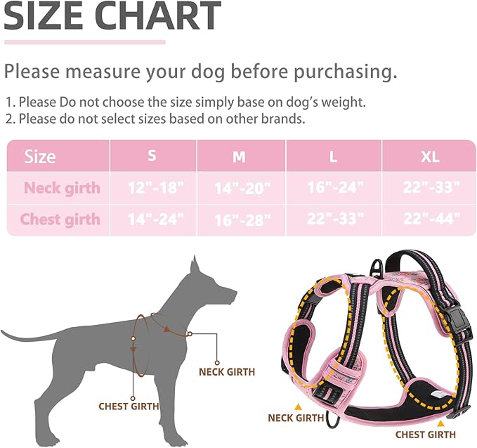 PUPTECK No Pull Tactical Dog Harness Medium Sized, Adjustable Reflective Dog Harness with Handle Easy Control, Comfortable Soft Padded Pet Vest Harness for Medium Dogs, Pink Flowers M