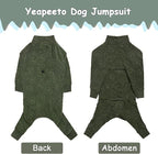 Dog Coats Autumn Winter Jumpsuit for Large Medium Dogs, Warmer Polar Fleece Dog Bodysuit Lightweight Pajamas, Pullover Stretchy Cold Weather Clothes (Dark Green, 2XL)