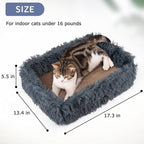 Fluffy Cat Scratcher Bed Box with Removable Cardboard, Corrugated Board Rectangular Cat Scratching Bed Lounge, Pet Scratch Pad for Furniture Protection (Dark Gray)