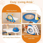 PETSITE 64.5 Inch Space-Themed Cat Tree, Multi-Level Cat Tower with Sisal Scratching Posts, UFO-Shaped Top Perch, Climbing Ladder, Hanging Star-Shaped Jingling Toys, Cute Cat Tree for Indoor Cats