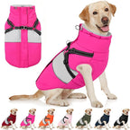 AOFITEE Dog Coat Warm Dog Winter Coat, Waterproof Dogs Jacket with Harness, Dogs Snow Jacket Snowsuit with Zipper & Furry Collar, Reflective Windproof Pet Sweater for Cold Weather, French Bulldog, L