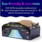 UFO Cat Scratcher Box for Indoor Cats, Extra Large 20" Cardboard Scratcher House with Reversible Pad, Enclosed Cat Lounge for Large Cats, 20 x 12 x 6 in