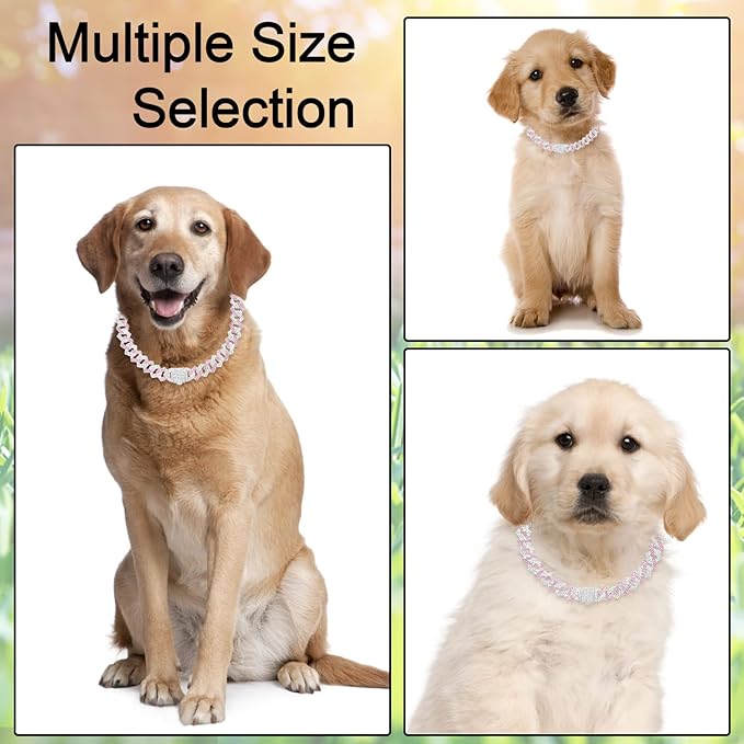 Metal Diamond Dog Chain Dog Training Chain with Secure Buckle Pet Collars for Large Medium Dogs