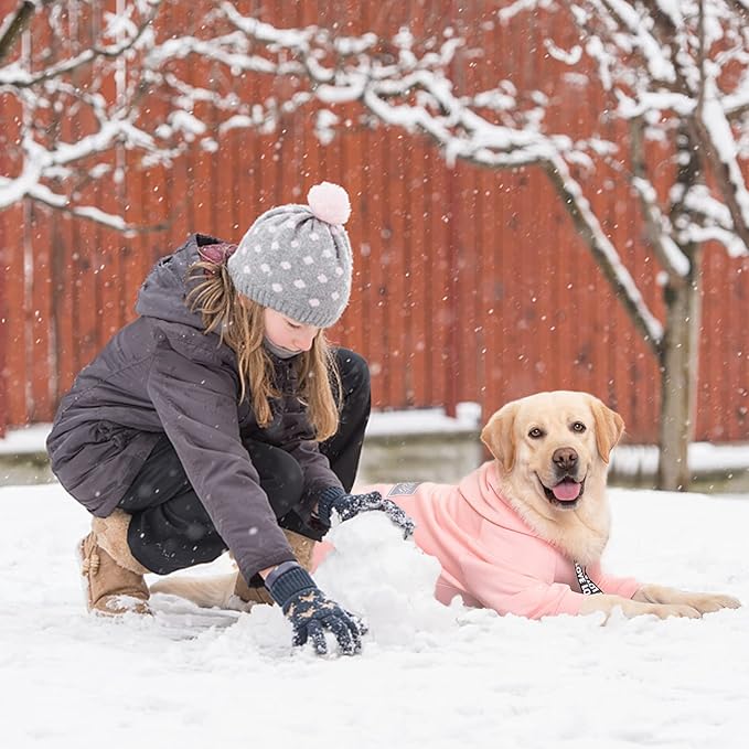 Dog Hoodies Winter Coat for Large Medium Dogs, Pullover 9 Legs Warm Coat Hooded Sweatshirt, Fleece Hoodie for Cold Weather (Pink, 2X-Large)