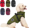 Warm Dog Winter Coat, Fashion Pet Cold Weather Jacket with Built-in Harness, Reflective & Adjustable Comfortable Pet Vest, Windproof Apparel for Small Medium Large Dogs (Green)