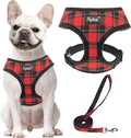 PUPTECK Soft Mesh Dog Harness and Leash Set Pet Puppy Cat Comfort Padded Vest No Pull Harnesses, Red&Black, M