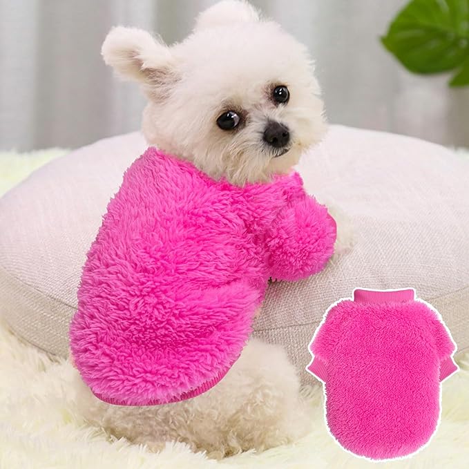 2 Pieces Dog Sweaters for Small Dogs Girl Fall Winter Warm Puppy Clothes Fleece Chihuahua Sweater Cute Pet Clothing for Doggie Cat, Large