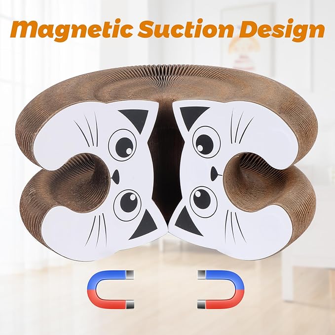 Magic Organ Cat Scratcher Toy,Accordion Cat Scratching Board with Ball, Foldable Interactive Funny Scratcher Pad for Indoor Cat