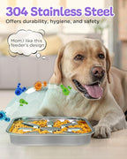 2-Pack Slow Feeder Dog Bowls with Non-Slip Mat, Stainless Steel Slow Feeder for Small & Medium Dogs, 2.5 Cups Pet Bowl for Slows Down Eating, Dishwasher Safe, Anti-Gulping Dog Bowl
