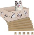Large Cat Scratcher Pad with Box, Reversible Corrugated Cardboard Scratch Pad, Kitten Scratching Board with Catnip, Durable Recycle Scratching Pads, 5 Pack, M