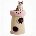 Cat Tree Barrel, 2-Level Cat Condo with Plush Bed & Sisal Scratching Posts, Multi-Functional Cat Tower, Cat Scratcher House for Indoor Cats, Sturdy Cat Furniture with Hideaway for Kittens & Adult Cats