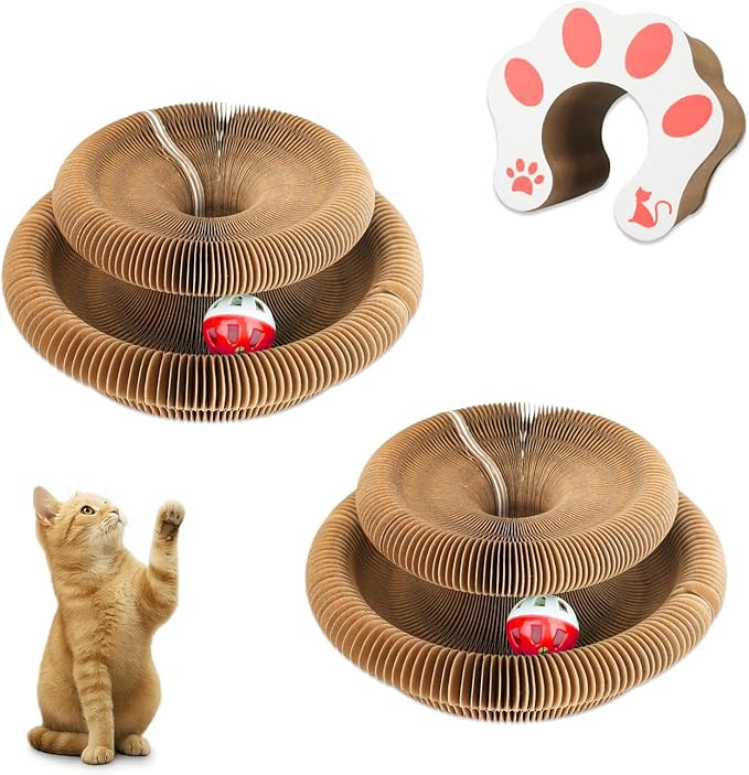 Twisty Paws Cardboard Cat Toy – 2025 Upgraded Foldable Cardboard Cat Scratcher, Durable Honeycomb Design 2-in-1 Interactive Toy for Cats’ Play, Rest & Exercise (2)