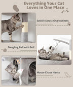 Heavy Duty Cat Tree for Indoor Cat, 74 Inch Cat Tower with Scratching Post, Hanging Basket, Cat Condo with Large Platform for Large Cats, PMT04GY, Grey