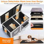 59" Dog House with Insulated Liner, Extra Large Dog House for Outdoor with Weatherproof Roof, Anti-Chewing Metal Frame Design for Small Medium Large Breeds Dogs(Grey)