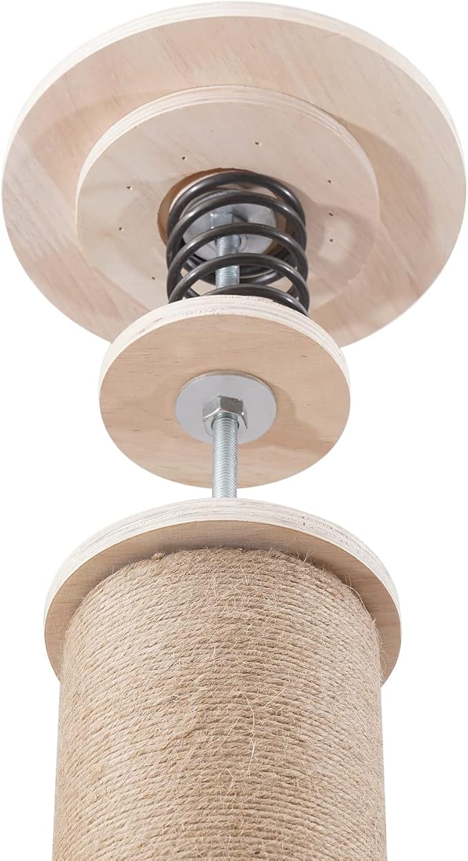 XIJIE 4 Tier Floor to Ceiling Cat Trees Tower, Adjustable Height(100.4-104.3")-Large Cat Tree Climbing Floor-to-Ceiling Post Tower Cat w/Sisal Rope Scratching Post, for Indoor Outdoor Cat Scratching