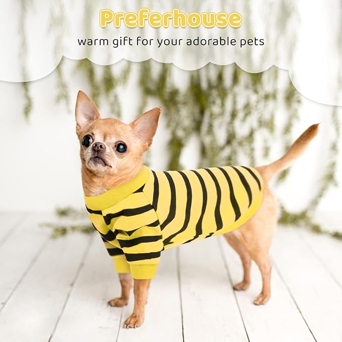 Pet Dog Striped T-Shirt Dogs Cats Cotton Vest Spring Summer Pet Apparel Tee Shirt Suitable for Small and Medium Large Pets French Bulldog Bichon