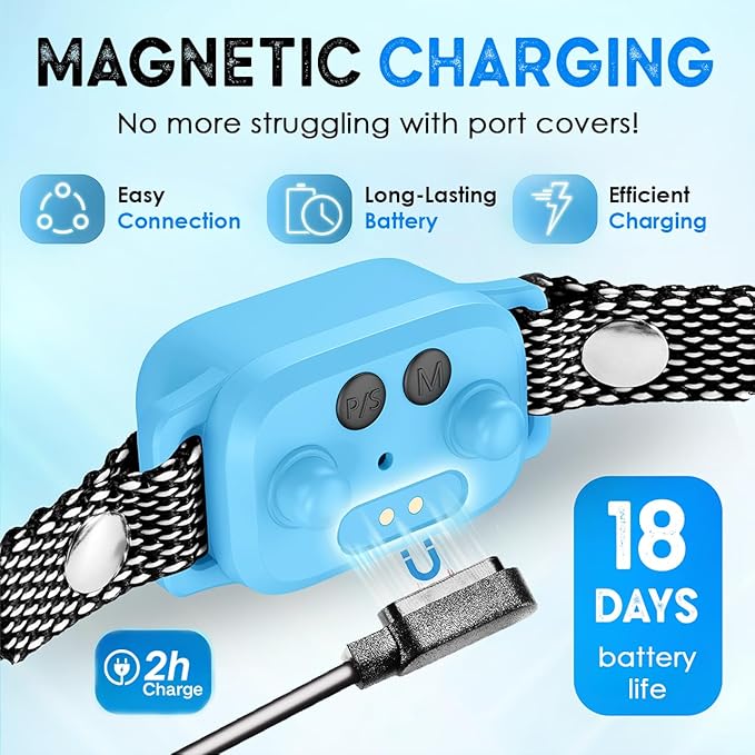 Bark Collar for Small Dogs 8-40 lbs – No Shock Anti Barking Collar with AI Chip – 3 Modes & 5 Sensitivity Levels – Waterproof, Rechargeable, Magnetic Charging – Humane, Effective Training (Blue)