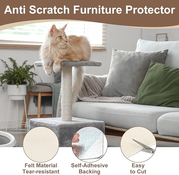 uxcell Self-Adhesive Cat Scratching Mat, 1 Roll 23.6" x 11.8" Couch Protector from Cat Claws for DIY Sofa, Wall, Doors, Cut Anti Cat Scratch Pad Carpet Mat, Beige