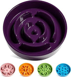LE TAUCI Slow Feeder Dog Bowls Ceramic, 3 Cups Slow Feeding Dog Bowl Medium Large Breed, Pet Bowl for Fast Eaters, Puzzle Pet Dishes, Maze Purple