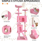 Heavy Duty Cat Tree, 70 Inch Tall Tower With 3 Top Perches Platforms & 2 Cozy Condos, Climbing Tower With Ladders & Sisal Pole, Scratching Tree for Large Cats Play House, Pink