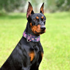 Wide 1.5 inch Martingale Collar for Medium Dogs,Big Thick Dog CollarNo-Slip Escape Proof Choke No Pull Cinch for Male and Female Dogs for Training & Walking -Bohemia Flowers M