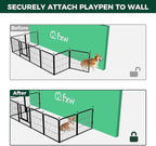 FXW Homeplus Unleashed Indoor Dog Playpen - Stress-Free and Safe Play, Heavy Duty 24 Inch 8 Panels with Fence-to-Wall Anchor (Pack of 4) for Puppy and Small Dogs, Black│Patented