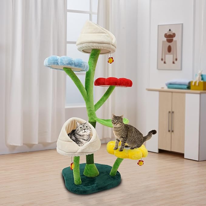 Cat Tree, Multi-Level Cat Tower for Large/Small Cats Climbing Kitty House with Resting Platforms & Scratching Posts Cats Activity Center Cat Climbing High Load Capacity (Multicolor)