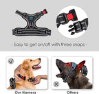 PHOEPET No Pull Dog Harness Medium Reflective Front Clip Vest with Handle,Adjustable 2 Metal Rings 3 Buckles,[Easy to Put on & Take Off](M, Black)