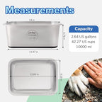 PEDAY 2.64 Gallon Extra Large Dog Water Bowl, 18/8 Human Grade Stainless Steel - Silver Nonslip