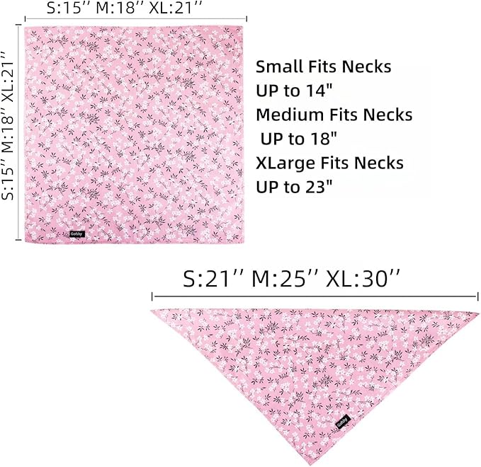 Summer Spring Dog Bandanas-4PCS Pink Green Orange Floral Printing Dog Scarf Bib Kerchief Breed for Girl Dogs Large Medium Pets Gift