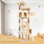 Globlazer 80 Inch Cat Tree for Large Cats, Stable Multi-Level Cat Tree with 2 Condos & Sisal Scratching Posts for 2-3 Cats, Thickened Base Space Saving Cat Tree Tower, F80G, Beige