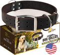 ADITYNA Big Leather Dog Collar - XXL Dog Collar for Giant Breeds Such as Mastiff, Saint Bernard, Newfoundland, Kangal (Black, Giant: Fit 30" - 36" Neck)