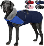 Nanaki Large Dog Coat Rainproof-Warm Giant Breed Dog Jacket With Leash Hole, Fleece Lining Reflective Great Dane Winter Coat Doberman Jacket For Cold Weather Outdoor Walking Hunting, Camping, Blue 3XL