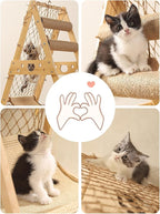 Wooden Cat Tree, Cat Tree House, Triangle Design with Cat Hammock & Sisal Scratch Post & Feather Toys, Solid Wood Cat Tower (Size : Upgraded Model)