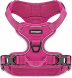 Voyager Dog Harness Dual Leash Attachment No-Pull Control Adjustable Soft but Strong Pet Harness for Medium and Large Dogs with 3M Reflective Technology, Fuchsia Nylon, XS (Chest: 13-16")