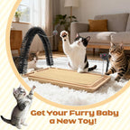 Pawaboo Sisal Cat Scratcher Toy, 16.93"×12.99"×12.20" Cat Scratcher Toy with Ball Track, Wooden Interactive Toys for Indoor Cats Scratch Pad, Cats Chasing Hunting Physical Exercise Toys