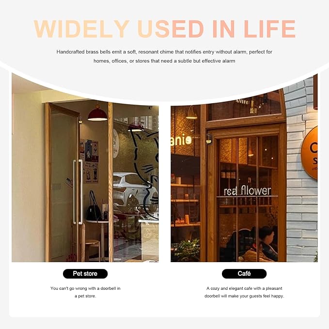 Magnetic Door Chime 2-Pack - Wooden Wind Chime Bells for Door Opening, Wireless Adhesive Entry Alert with Soft Chime for Home, Office, Shop, Pet Doors(Black Walnut)