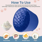Dog Slow Feeder Lick Bowl, Non-Slip Dog Licking Treat Dispenser, Slow Feeder Bowls for Small Medium Large Breed Dogs, Anxiety Relief & Anti-Choking, BPA Free Silicone (Dark Blue, 1.6 Cup)