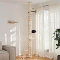 COZIWOW Floor to Ceiling Cat Tree for Large Cats, Cat Tower with Non-Slip Platforms 7 Tier Tall Climbing Pole with Adjustable Height (98-114 Inches) Modern Climbing Tower, Wood, Indoor