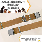 ADITYNA Leather Dog Collar with Metal Buckle - Heavy-Duty, Adjustable for Medium & Large Dogs - Walking, Training, Hiking (CamelBrown, Fits 15-21" Necks)