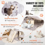 VEVOR Cat Tree for Indoor Cats, 68.5" Cat Tower with 2 Cat Condos, Sisal Scratching Post, Hammocks, Top Perches, Jumping Platforms and Ramp, Cat Furniture Activity Center with Hang Balls, Light Grey