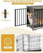 31.9" Dog Crate Furniture with Barn Door, Heavy Duty Dog Kennel Indoor with 2 Doors, Wooden Pet Cage End Table for Small Medium Dogs up to 44 lb, Anti-Chew Anti-Escape, Greige DFC83605B