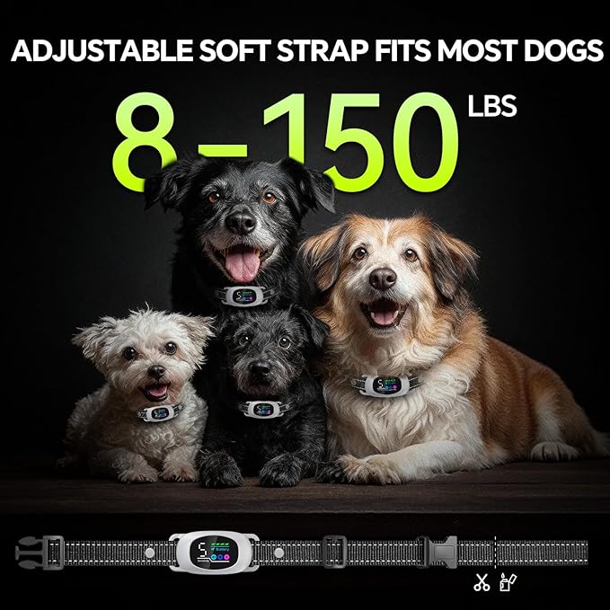 Dog Bark Collar with Remote – 2-in-1 Automatic & Manual Modes, Smart Anti Bark Dog Training Collar with Beep, Vibration & Shock, 330FT Range, IP67 Waterproof, Rechargeable (8-150lbs)