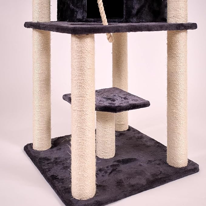 Tall Cat Tree - Multi-Level Cat Tower with Sisal & Condo - 82" Gray