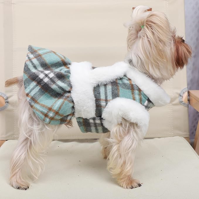 Dog Christmas Sweater Dog Winter Clothes for Small Dogs Boy Girl Fall Puppy Dress Warm Fleece Chihuahua Yorkie Teacup Doggie Sweaters Dresses Doggy Sweater for Small Dogs Girl Cat Outfits, Green, XS