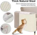 Cat Scratch Sofa Protector,23.6" L*19.6" W Cat Scratch Furniture Protector Pad, Couch Arm Sheild with Natural Sisal for Protecting Couch Sofa Chair Furniture(Beige/Right Handed)