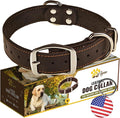 ADITYNA Heavy Duty Black Leather Dog Collar - Soft and Strong Medium Dog Collar for Walking, Training, Hiking, and Running (Medium: Fit 13" - 20" Neck, Black)
