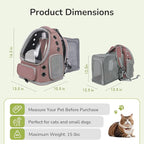 Cat Backpack Carrier for Large Cats, Expandable Cat Bubble Backpack, Dog Carriers for Small Medium Dogs, Airline Approved Pet Carrier for Travel Hiking Outdoor(Brown)